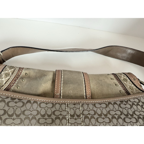 Coach Vintage Y2K Soho F11517 Signature C Canvas Patchwork Hobo Bag Tan - Picture 8 of 11